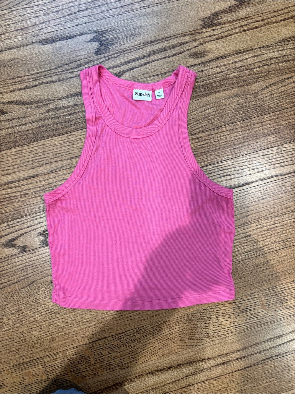 Artizia Sun-Deh Pink Ribbed Racerback Crop Tank